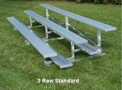 image of Standard Height Bleachers -3 Row -9ftL -Single Footplank Aluminum Understructure
