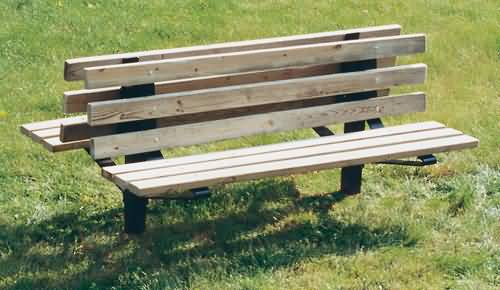 image of Double Sided Wood Bench, Stationary In-Ground